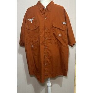 Columbia PFG Texas Longhorns Fishing Vented Orange Short Sleeve Shirt Size 3X